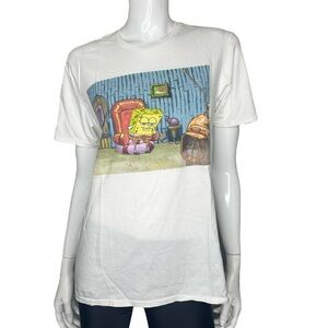 🤑 5/$25 Nickelodeon SpongeBob Graphic White Short Sleeve Tee Shirt